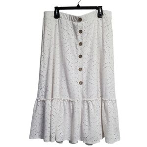 Cato White Eyelet Faux Button-Down Skirt Size 18/20W